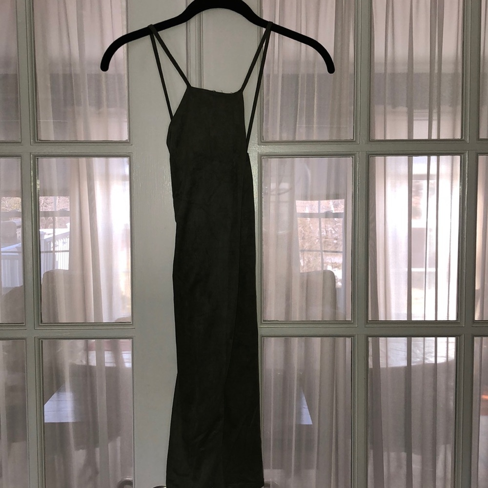 Olive green suede dress